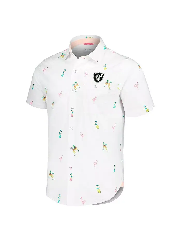 Мужская футболка с пуговицами Las Vegas Raiders Nova Wave Flocktail Tommy Bahama — изображение 3 из 3