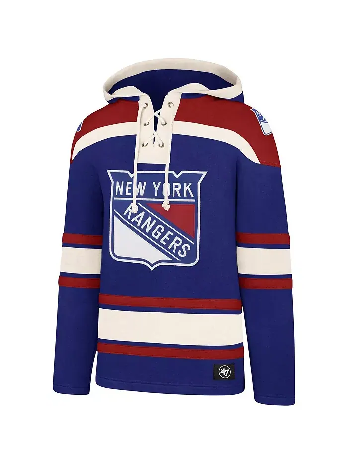 Мужской синий худи New York Rangers Superior Lacer на шнурках '47 Brand — изображение 3 из 3