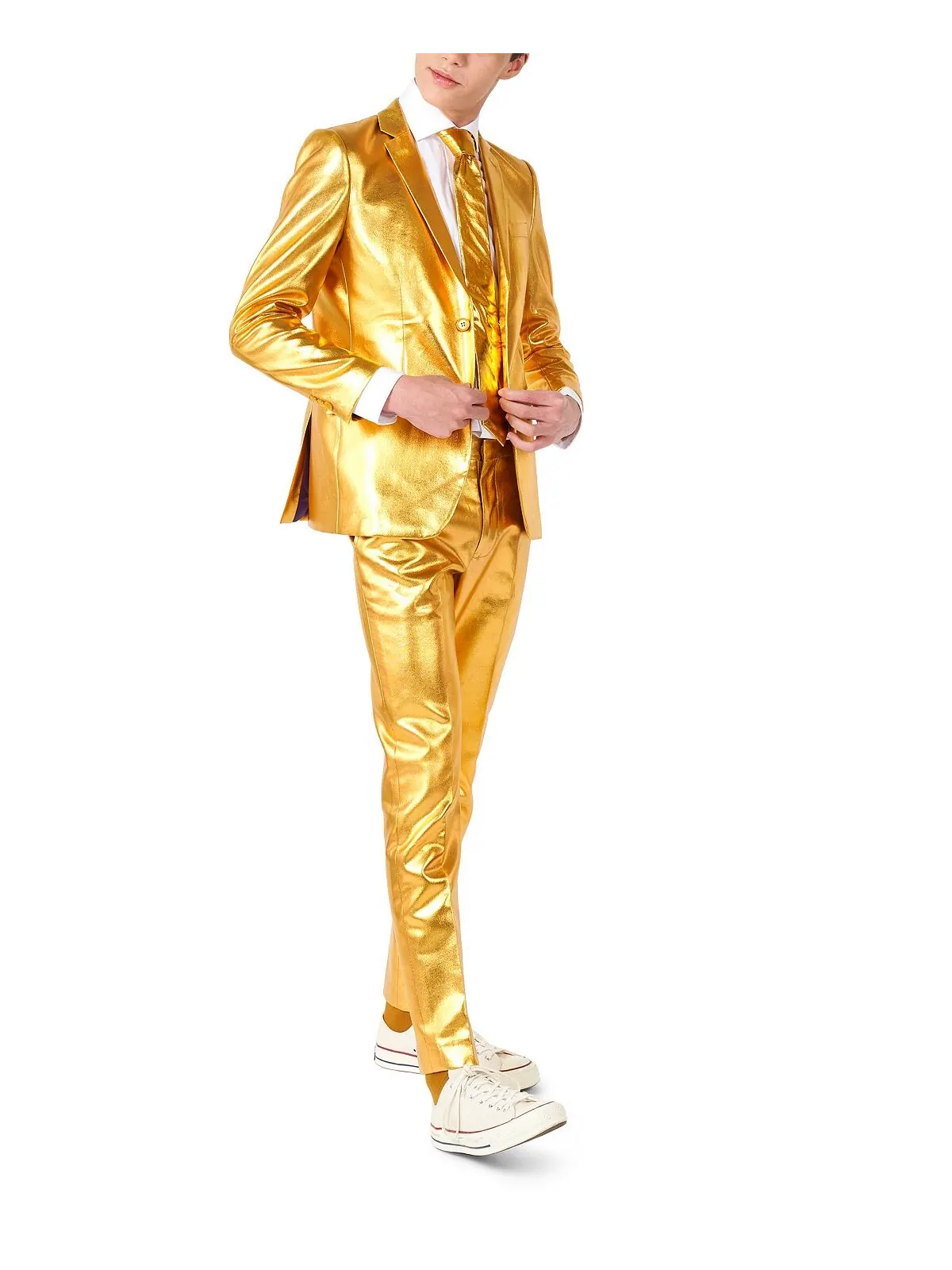 Костюм для вечеринки Big Boys Groovy Metallic, комплект из 3 предметов OppoSuits — изображение 1 из 3, золотистый