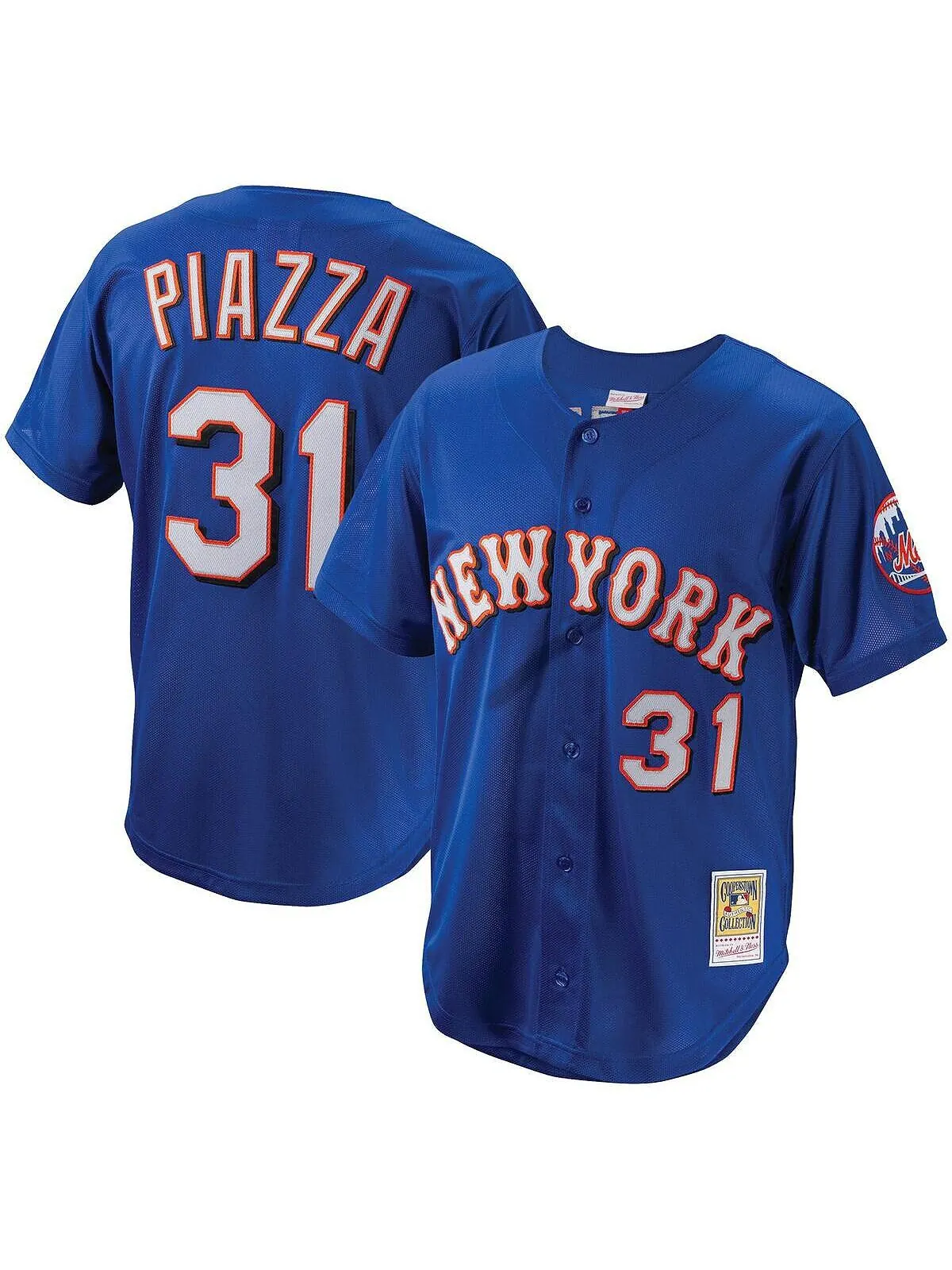 Мужское джерси на пуговицах Mike Piazza Royal New York Mets Cooperstown Collection, сетчатое — изображение 1 из 3