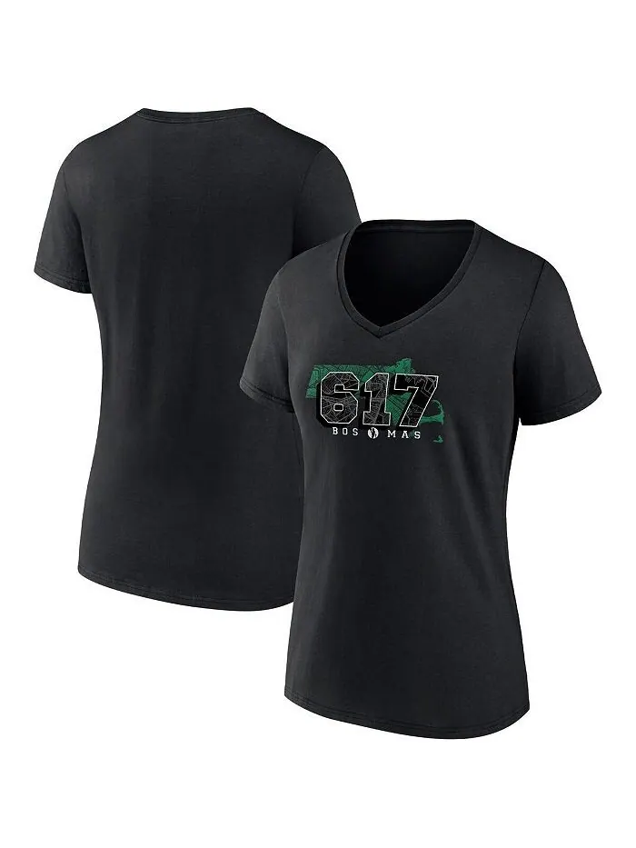Женская черная фирменная футболка Boston Celtics Hometown Collection 617 с v-образным вырезом — изображение 1 из 3, черный