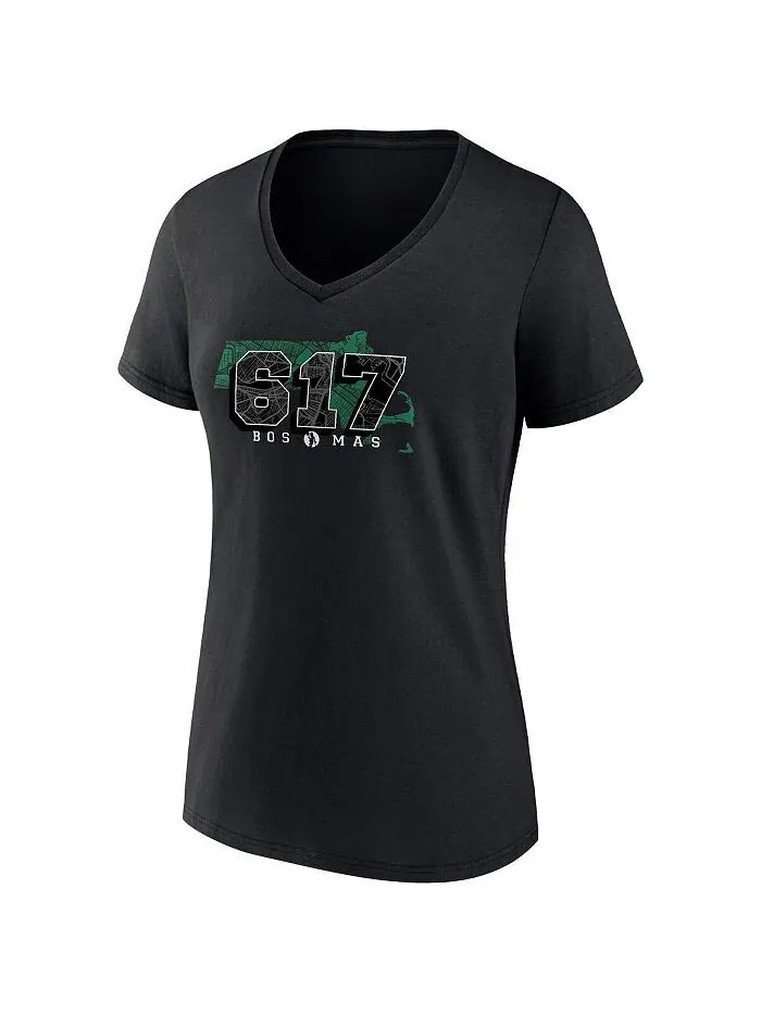 Женская черная фирменная футболка Boston Celtics Hometown Collection 617 с v-образным вырезом — изображение 2 из 3, черный