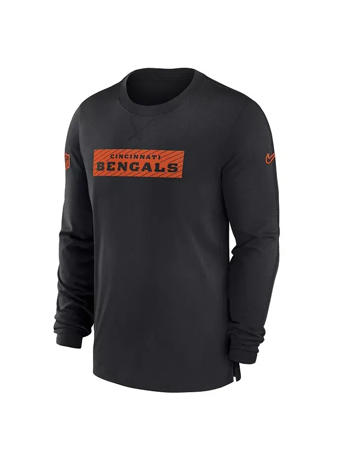 Мужская черная футболка с длинным рукавом Cincinnati Bengals Sideline Player Performance Nike — изображение 3 из 3