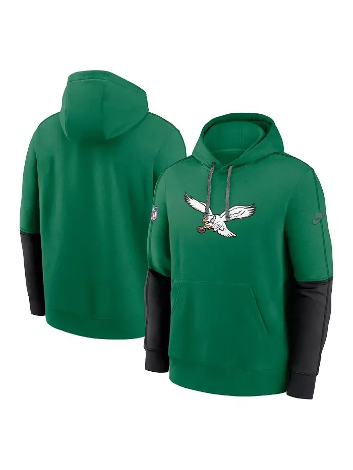 Мужской трикотажный худи с капюшоном Kelly Green Philadelphia Eagles Throwback Logo Club Nike — изображение 1 из 3