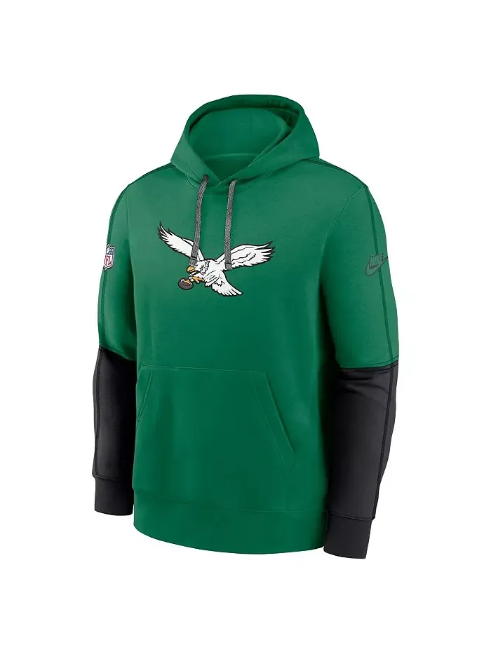 Мужской трикотажный худи с капюшоном Kelly Green Philadelphia Eagles Throwback Logo Club Nike — изображение 3 из 3