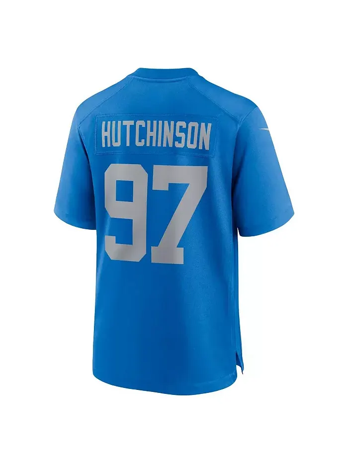 Мужская игровая джерси Aidan Hutchinson синего цвета Detroit Lions (альтернативная) Nike — изображение 2 из 5