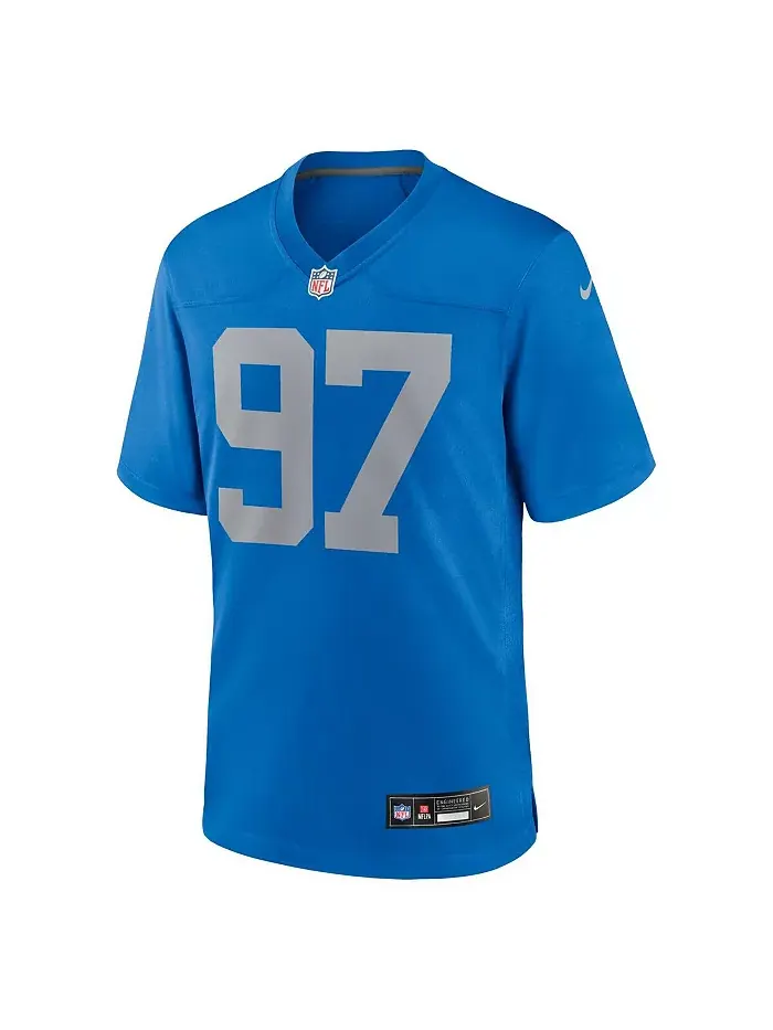 Мужская игровая джерси Aidan Hutchinson синего цвета Detroit Lions (альтернативная) Nike — изображение 3 из 5