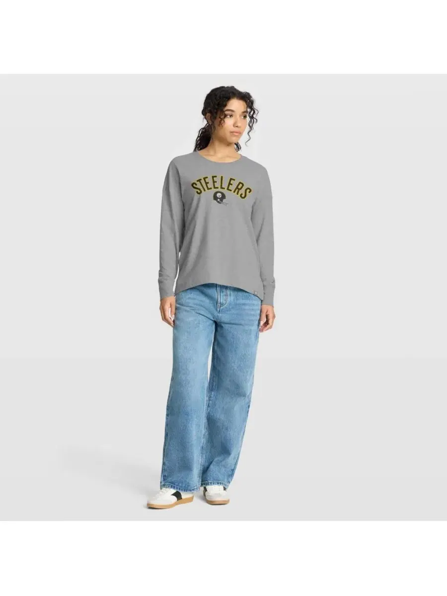 Fanatics Женская футболка с длинным рукавом серого цвета с символикой команды Pittsburgh Steelers — изображение 3 из 3, серый