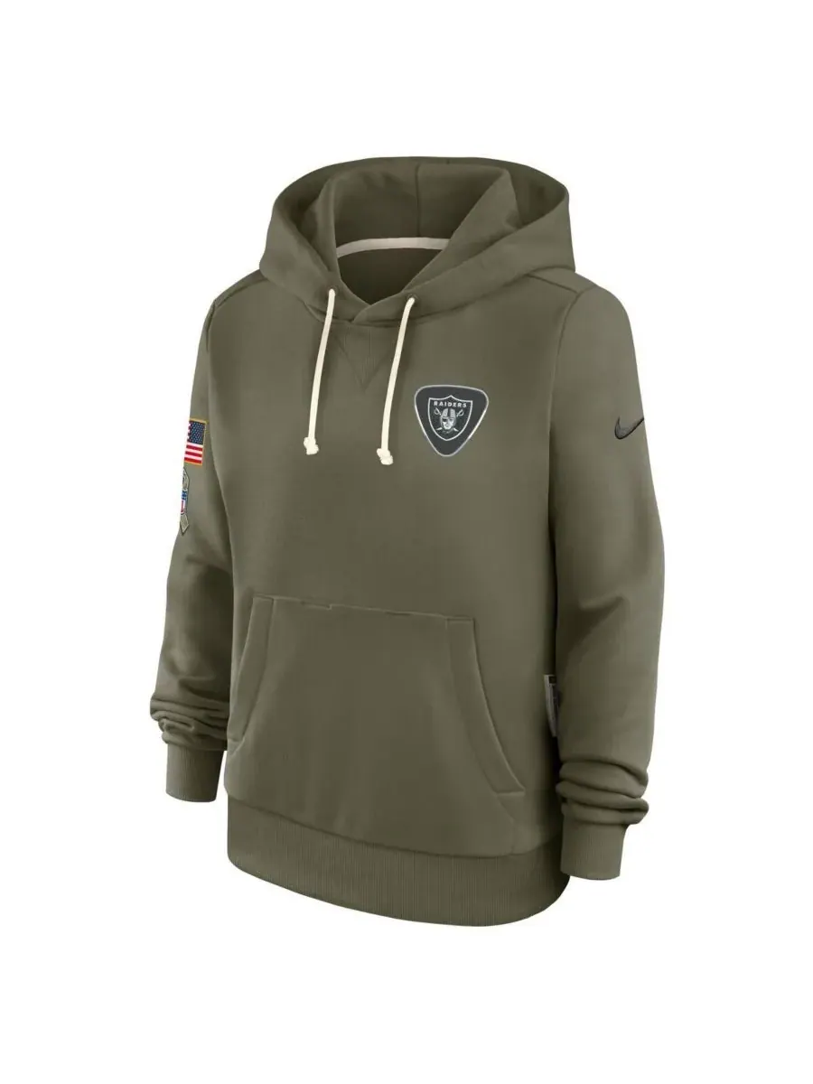 Nike Женская толстовка Olive Las Vegas Raiders 2025 Salute to Service Sideline Standard Issue — изображение 4 из 5, оливковый