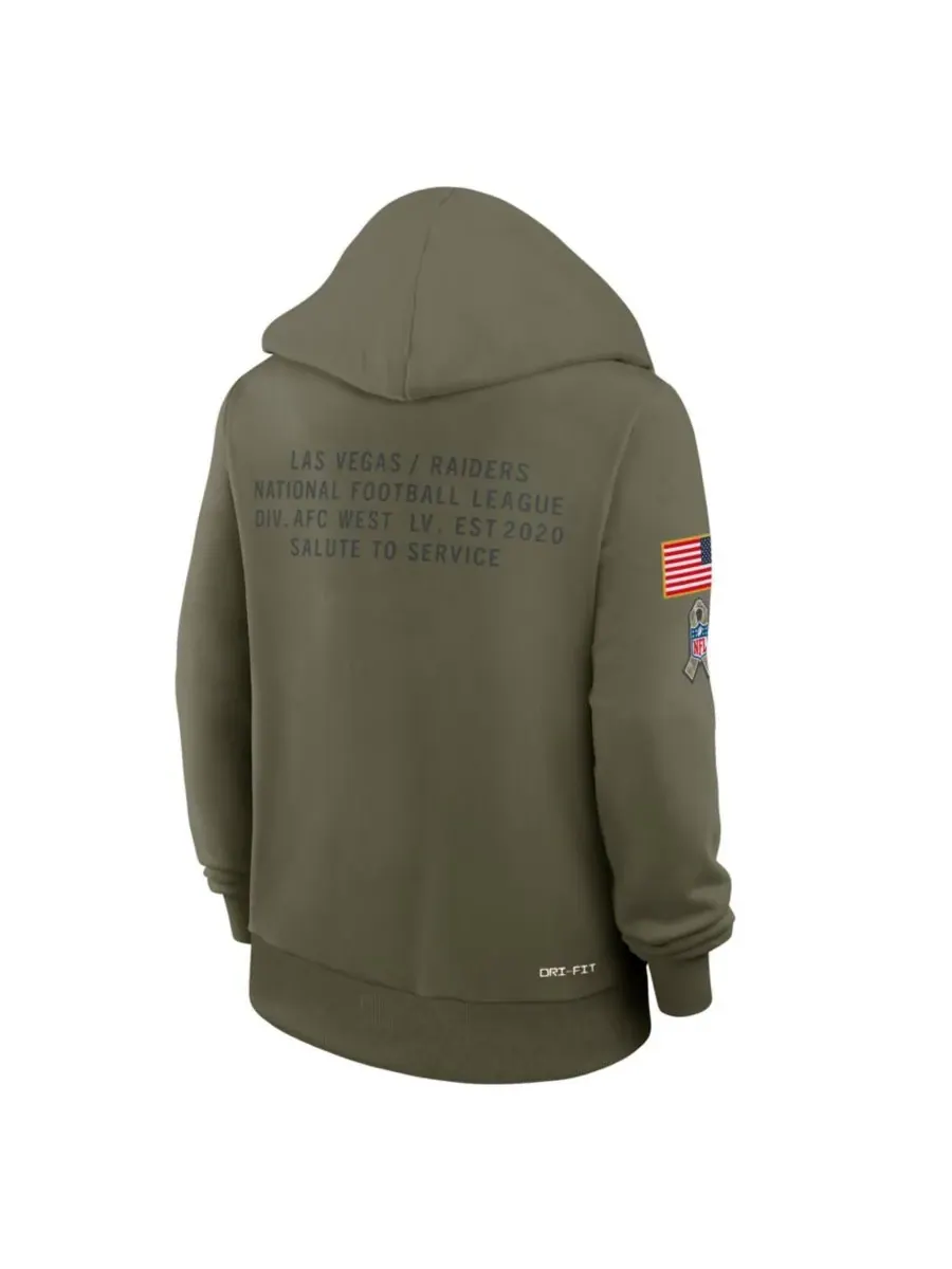 Nike Женская толстовка Olive Las Vegas Raiders 2025 Salute to Service Sideline Standard Issue — изображение 5 из 5, оливковый