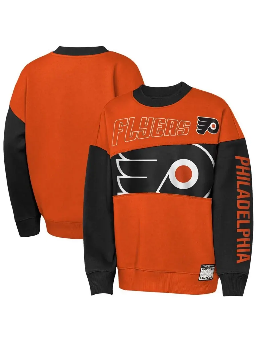 Outerstuff Детская толстовка оранжево-черного цвета с логотипом Philadelphia Flyers Impact Player