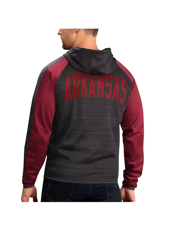 Мужская черная толстовка с молнией Arkansas Razorbacks Neutral Zone реглан G-III Sports by Carl — изображение 2 из 2