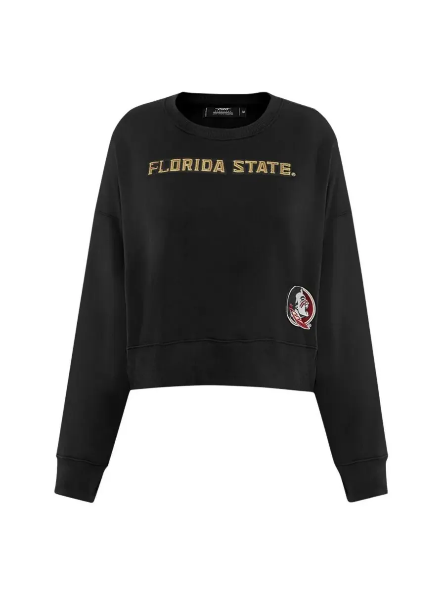 Pro Standard Женская черная толстовка-пуловер свободного кроя с пайетками в стиле Florida State — изображение 3 из 5, черный