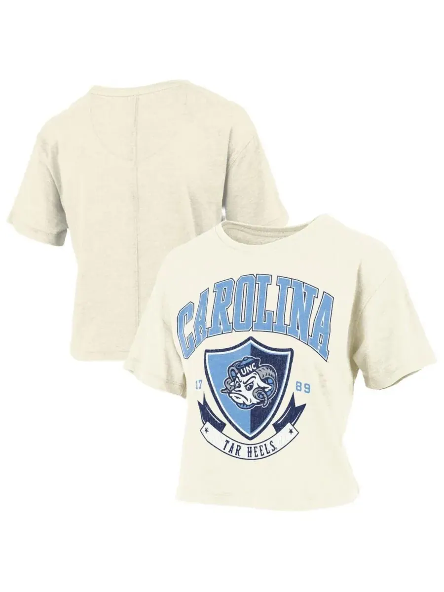 Pressbox Женская кремовая винтажная укороченная футболка North Carolina Tar Heels Buckler