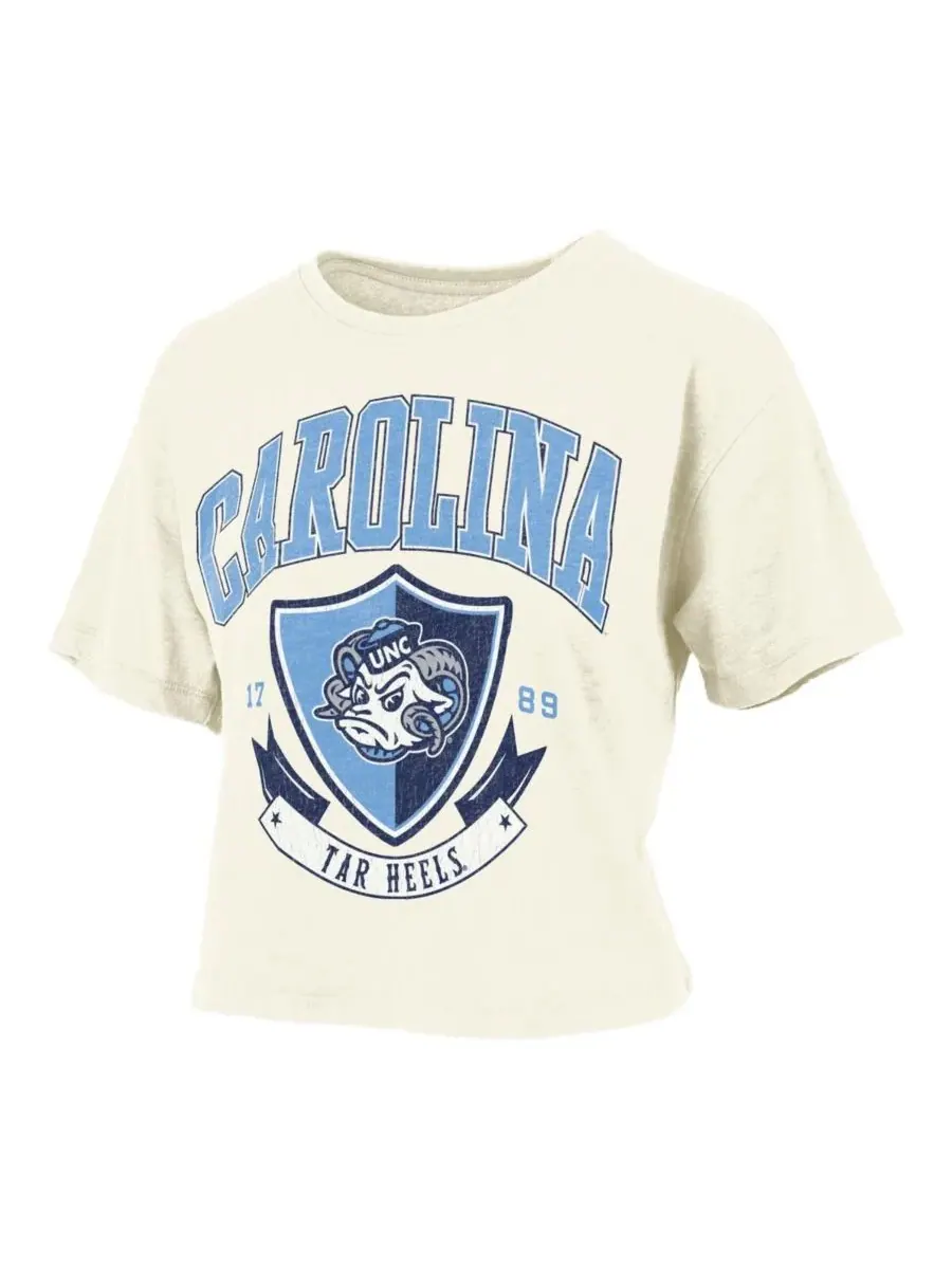 Pressbox Женская кремовая винтажная укороченная футболка North Carolina Tar Heels Buckler — изображение 3 из 3, бежевый