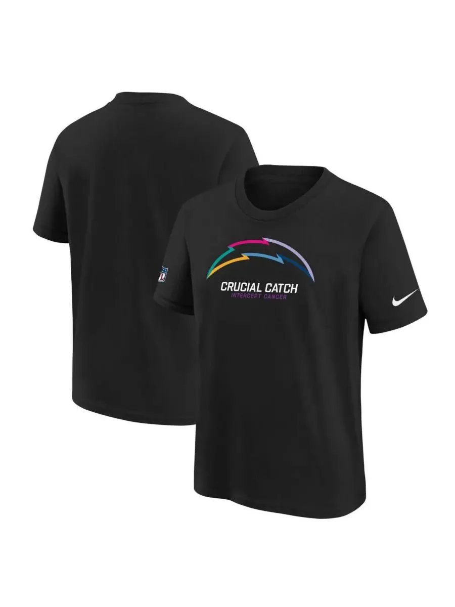 Nike Футболка Big Boys and Girls Black Los Angeles Chargers 2024 NFL Crucial Catch — изображение 1 из 3, черный