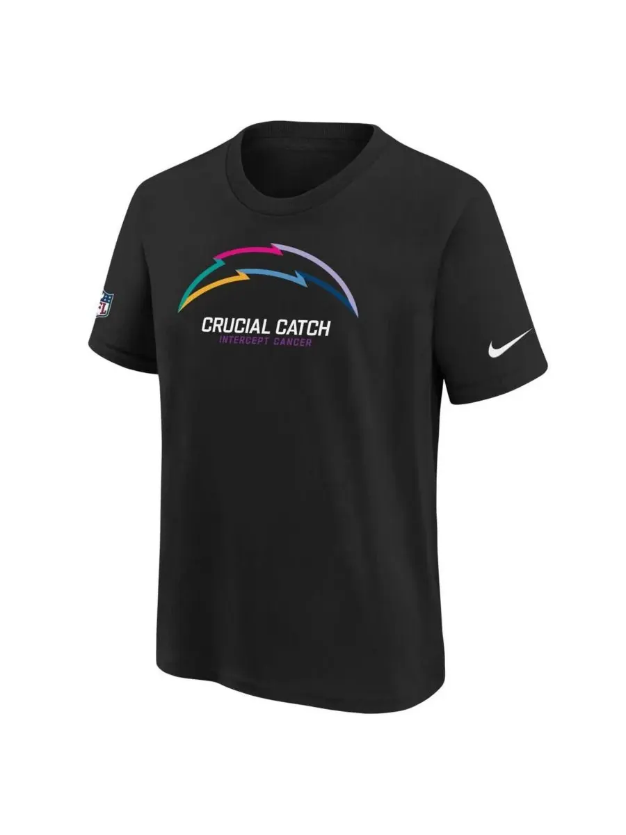 Nike Футболка Big Boys and Girls Black Los Angeles Chargers 2024 NFL Crucial Catch — изображение 2 из 3, черный