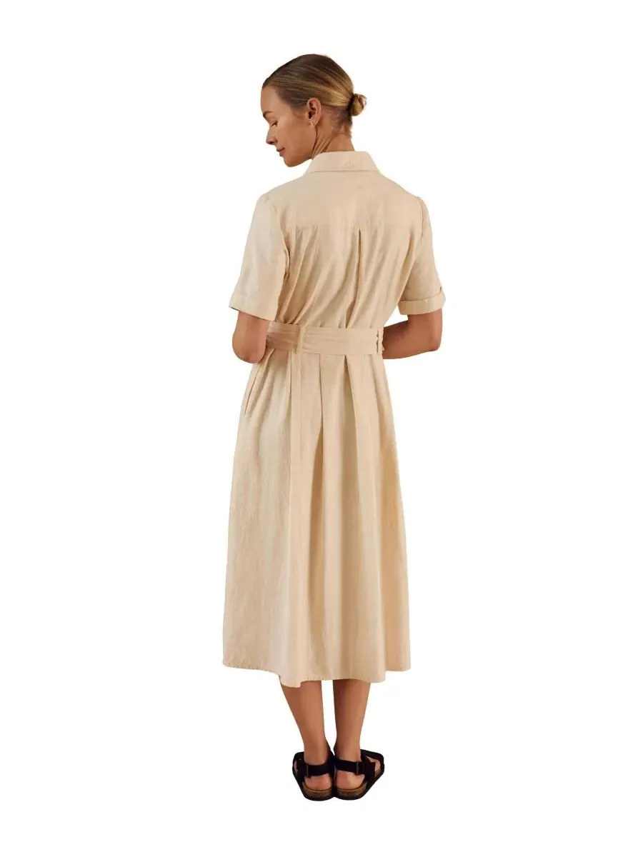 Женское платье-рубашка миди в стиле сафари с поясом Celtic & Co., Undyed Oatmeal — изображение 4 из 8