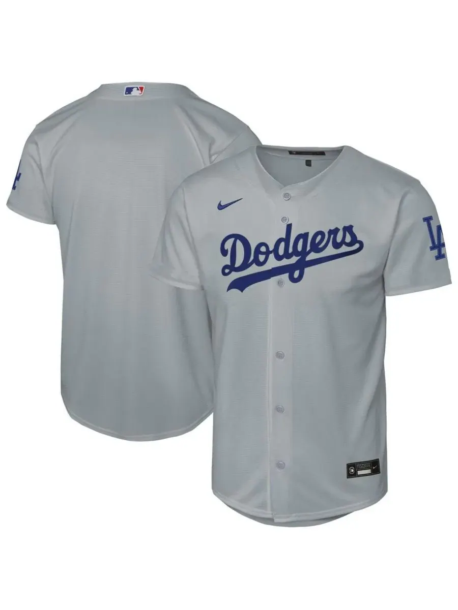 Большая серая футболка Los Angeles Dodgers для мальчиков и девочек Nike — изображение 1 из 3, серый