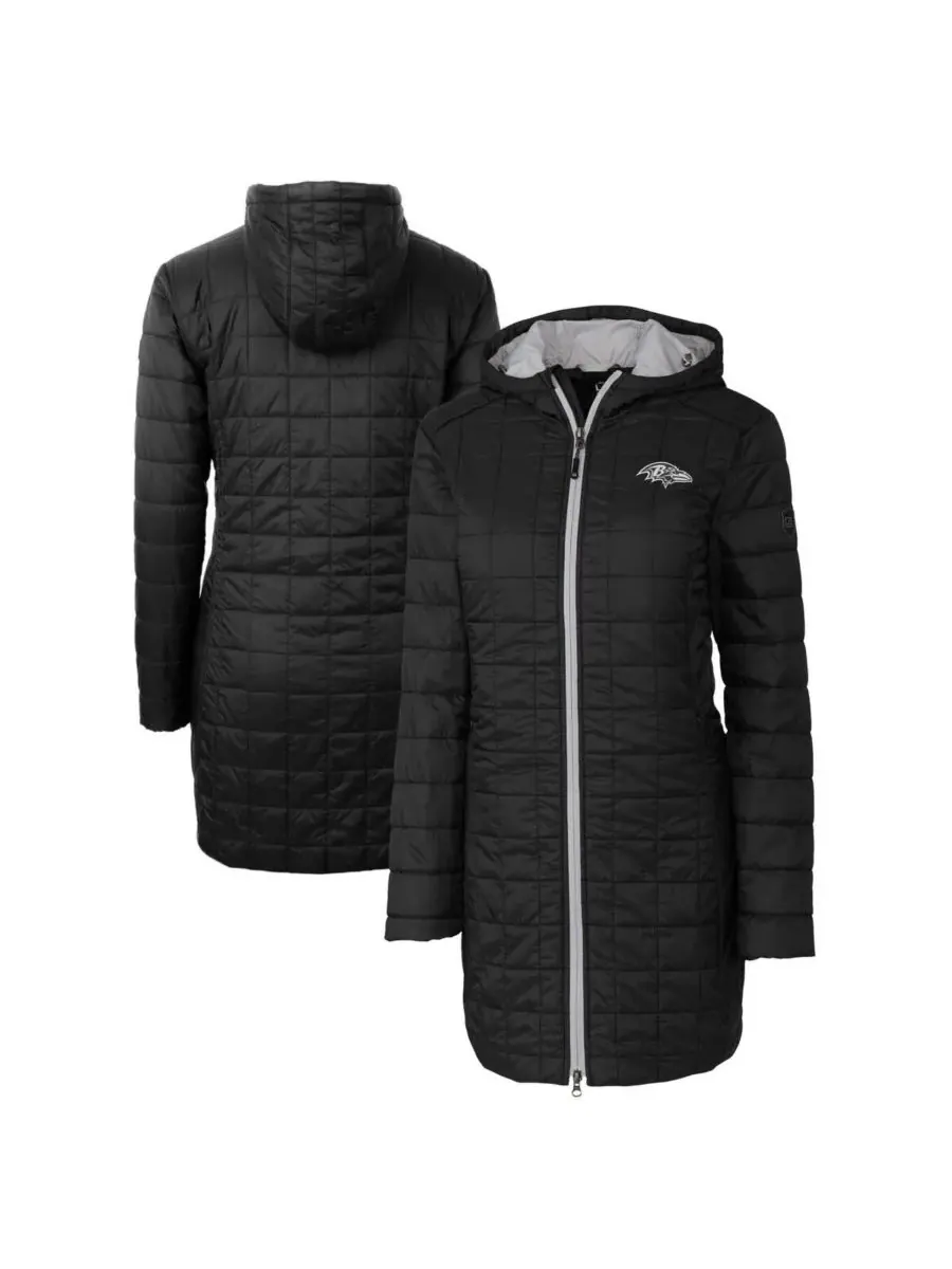 Cutter & Buck Женская черная толстовка с капюшоном на молнии Baltimore Ravens Rainier Eco с — изображение 1 из 3, черный