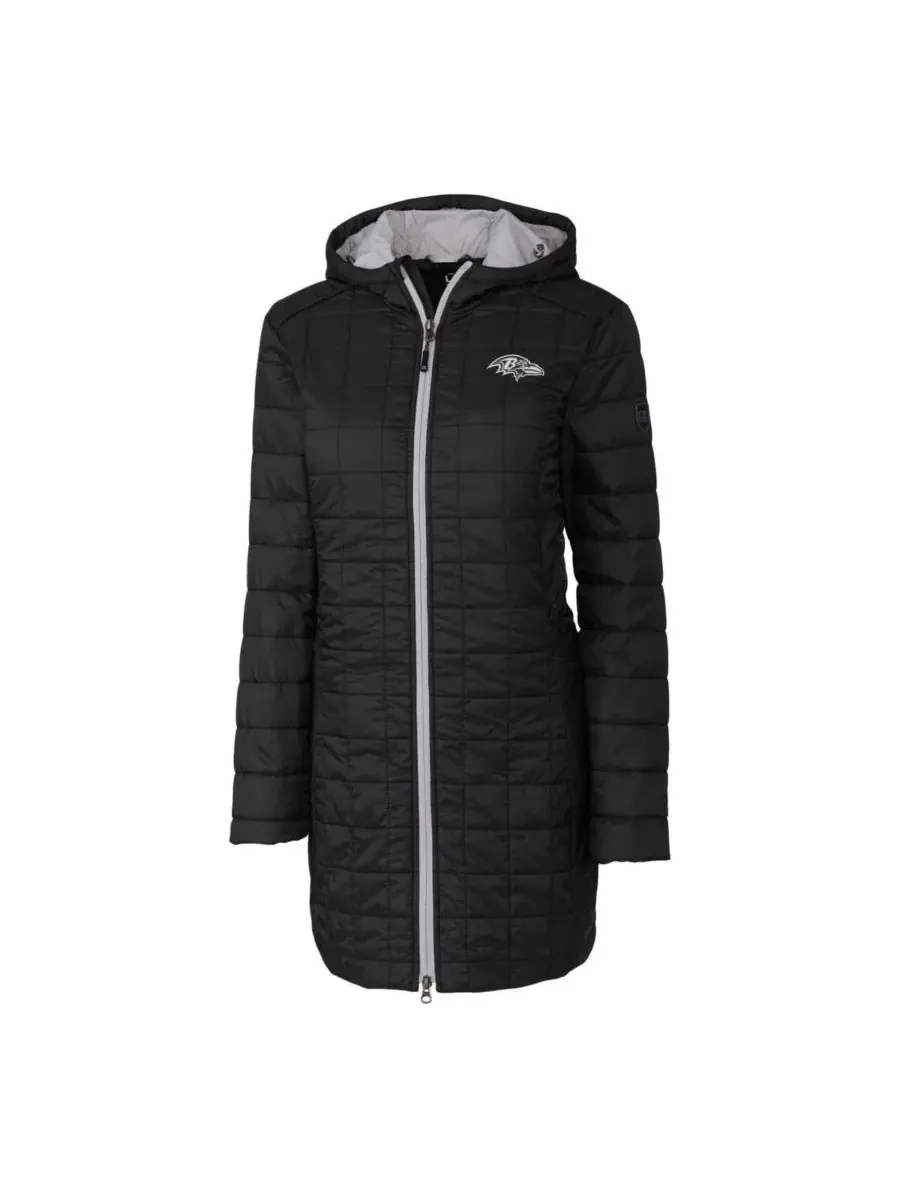 Cutter & Buck Женская черная толстовка с капюшоном на молнии Baltimore Ravens Rainier Eco с — изображение 3 из 3, черный