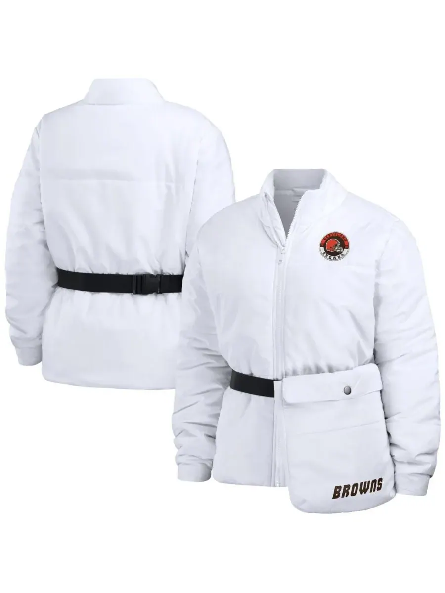 WEAR by Erin Andrews Женская белая пуховая куртка Cleveland Browns Packaway на молнии — изображение 1 из 4, белый