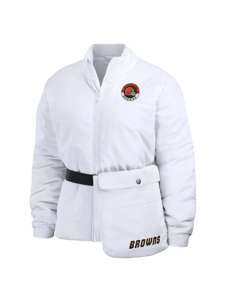 WEAR by Erin Andrews Женская белая пуховая куртка Cleveland Browns Packaway на молнии — изображение 2 из 4, белый