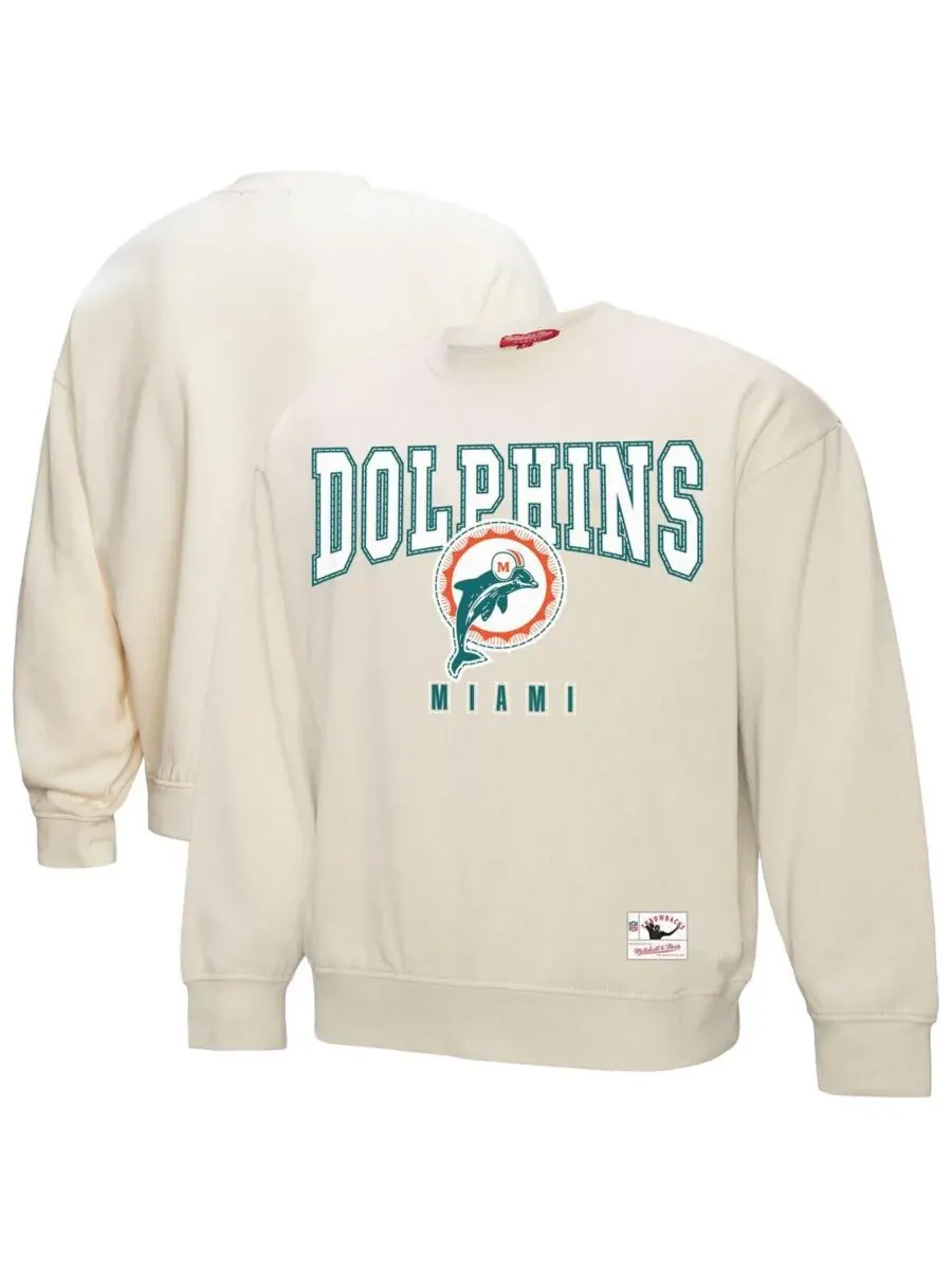 Mitchell & Ness Женская кремовая флисовая толстовка с символикой команды Miami Dolphins — изображение 1 из 3, бежевый