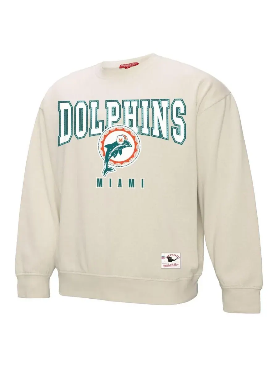 Mitchell & Ness Женская кремовая флисовая толстовка с символикой команды Miami Dolphins — изображение 3 из 3, бежевый