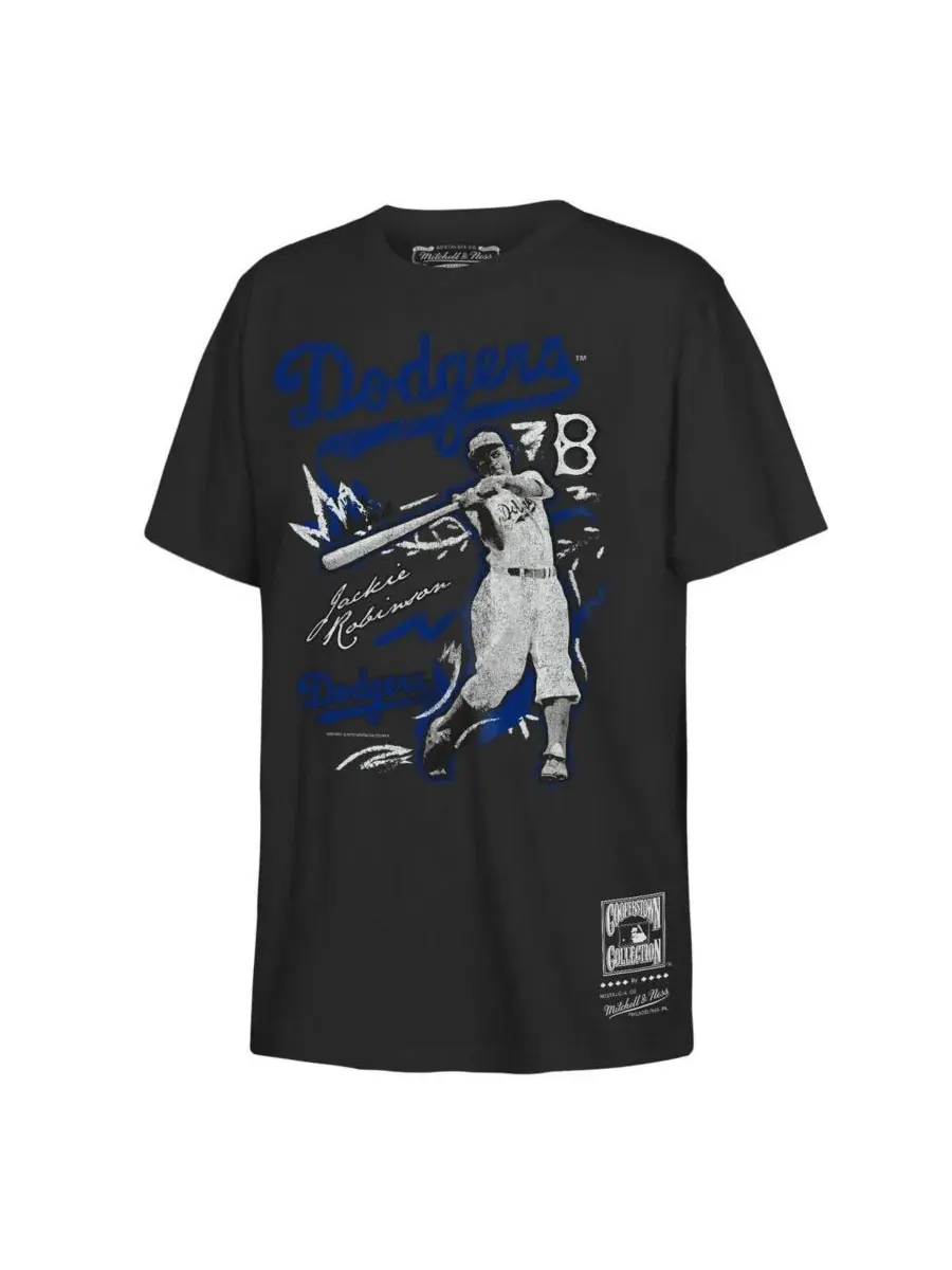 Футболка с принтом Jackie Robinson Mitchell & Ness — изображение 1 из 1, черный
