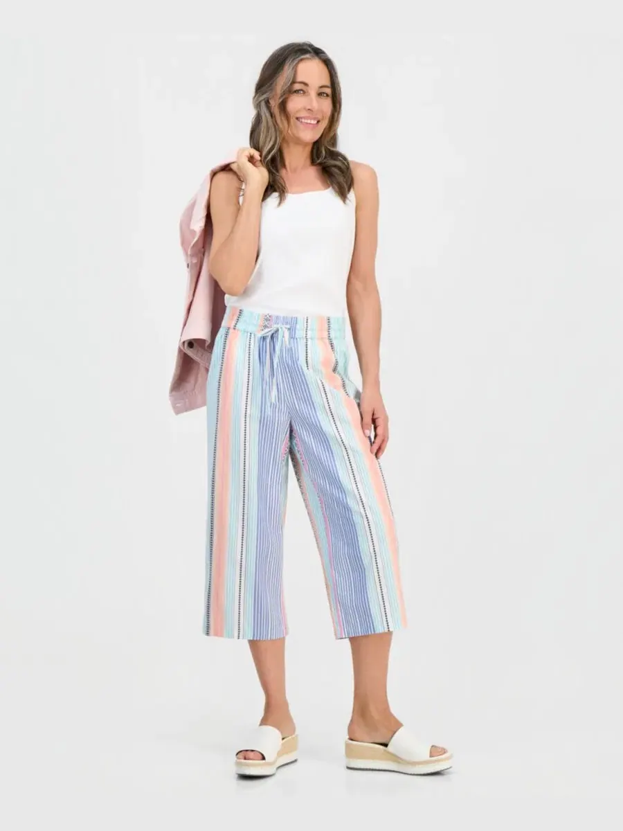 Брюки капри широкие в полоску Noyma Stripe Wide-Leg Capri Pants Style & Co, Stripe Turquoise