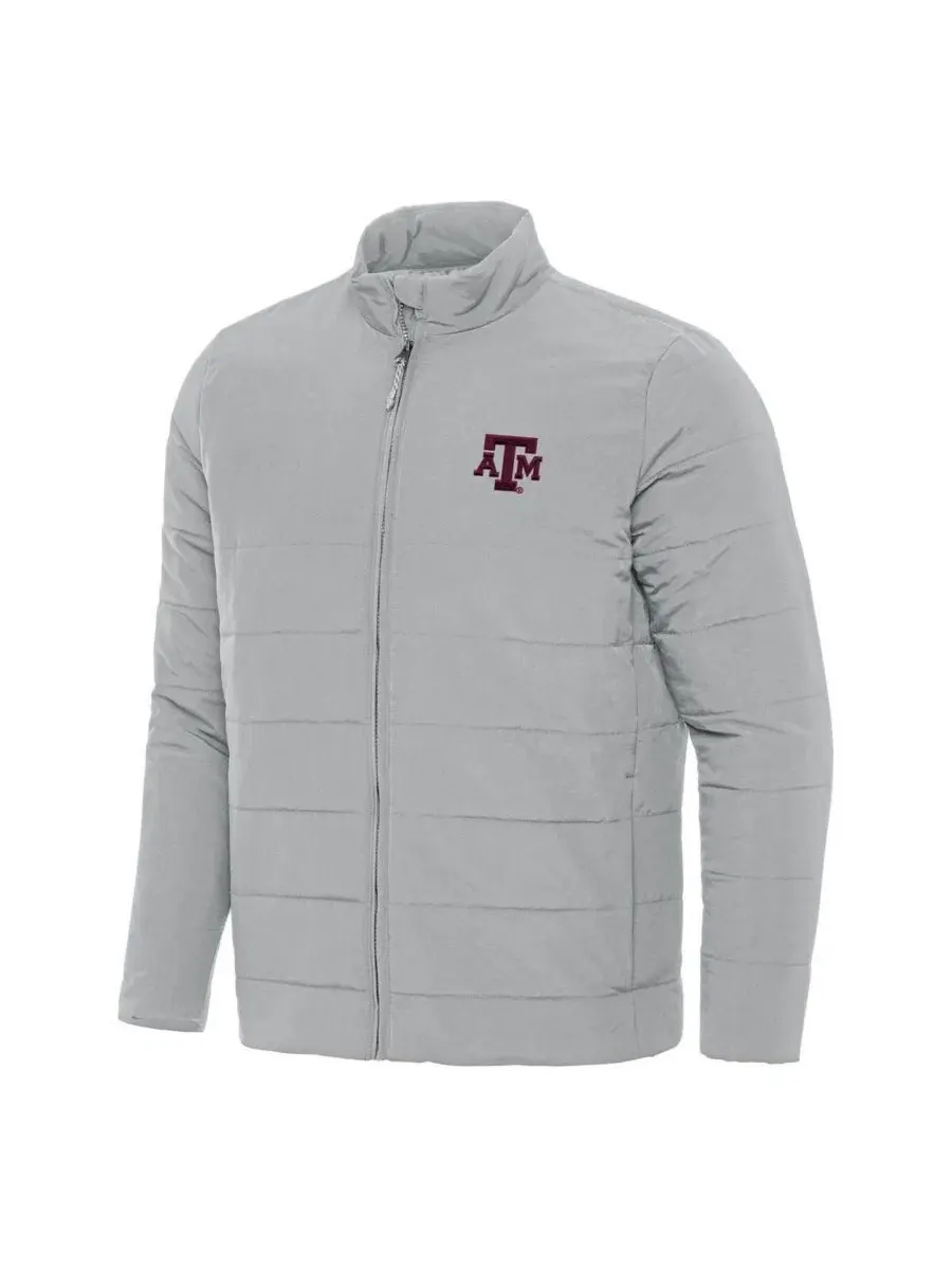 Мужская серая пуховая куртка на молнии с символикой Texas A&M Aggies Antigua — изображение 1 из 1, серый