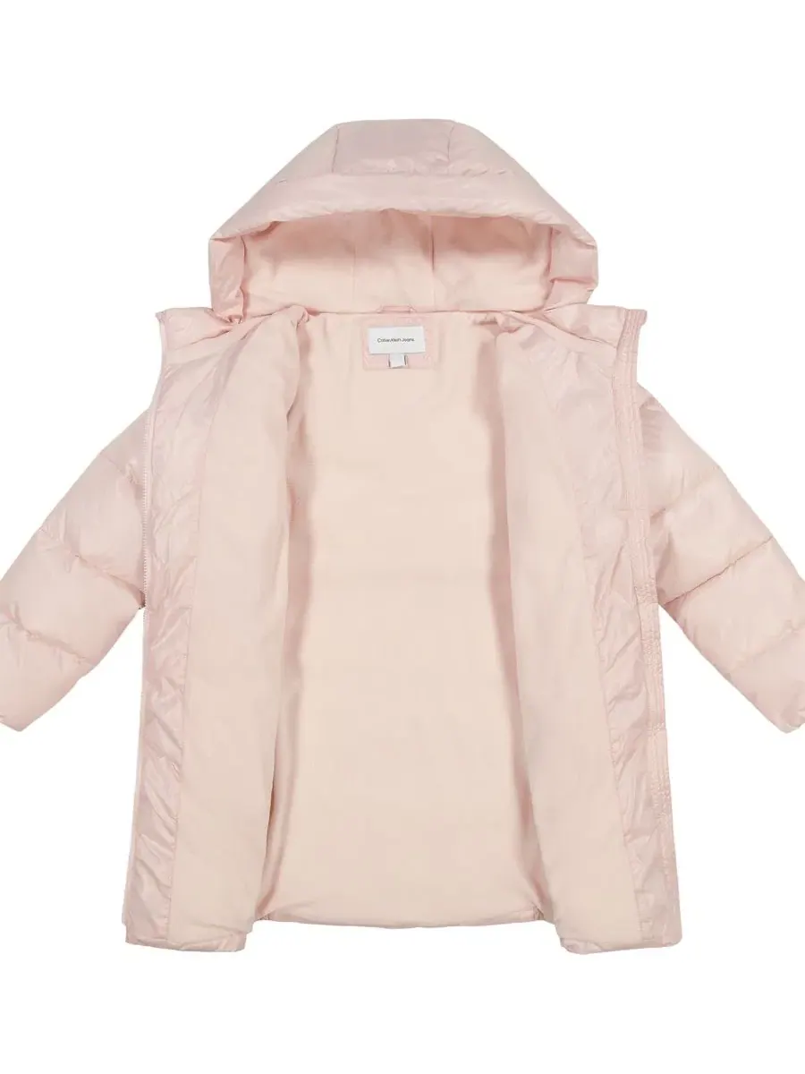 Пуховик с капюшоном, длинный, с флисовой подкладкой Calvin Klein, Mangano Calcite — изображение 4 из 6