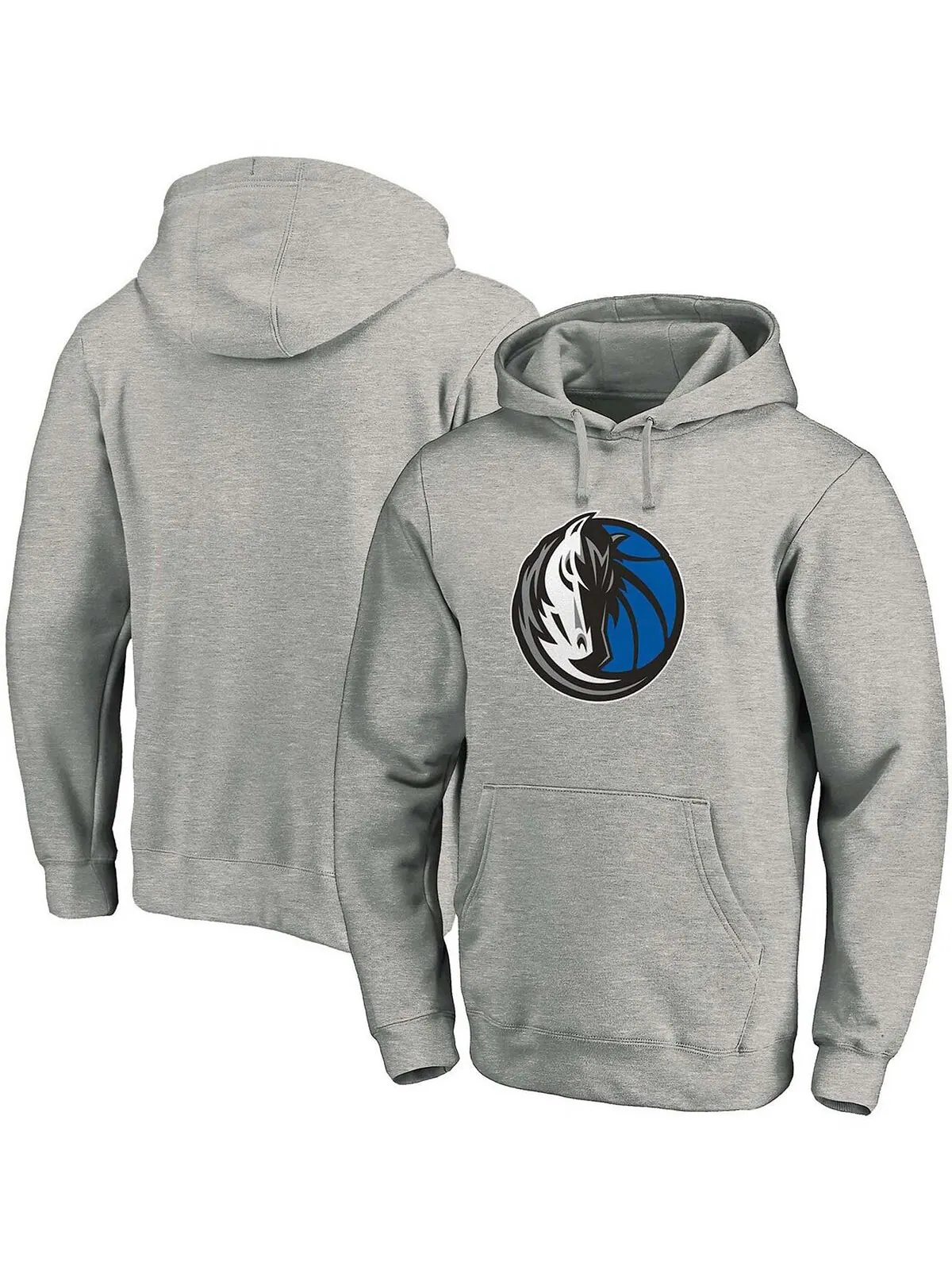 Мужская толстовка с капюшоном с логотипом dallas mavericks team primary в меланжевом сером цвете — изображение 1 из 3, серый