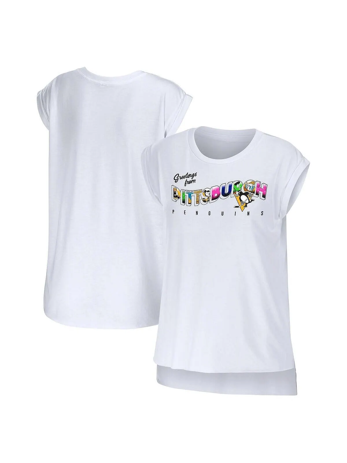 Женская белая футболка Hello From Muscle Pittsburgh Penguins WEAR by Erin Andrews — изображение 1 из 1, белый
