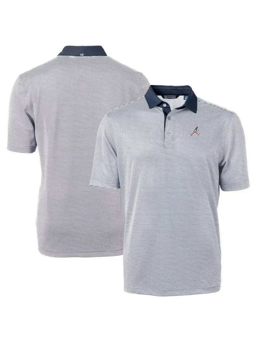 Поло с длинным рукавом с вышитым логотипом Atlanta Braves Cutter & Buck