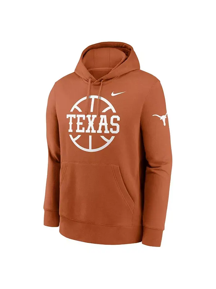 Мужской баскетбольный худи с капюшоном Texas Longhorns Icon Club Fleece цвета техасского оранжевого — изображение 2 из 3