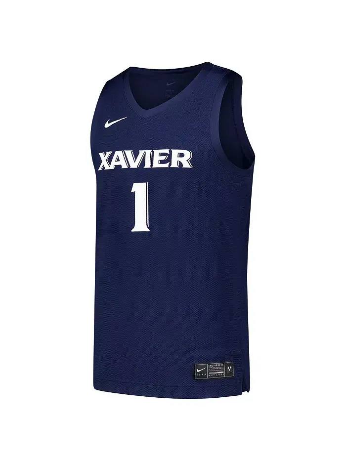 Мужская баскетбольная реплика джерси Xavier Musketeers №1 в синем цвете Nike — изображение 3 из 3