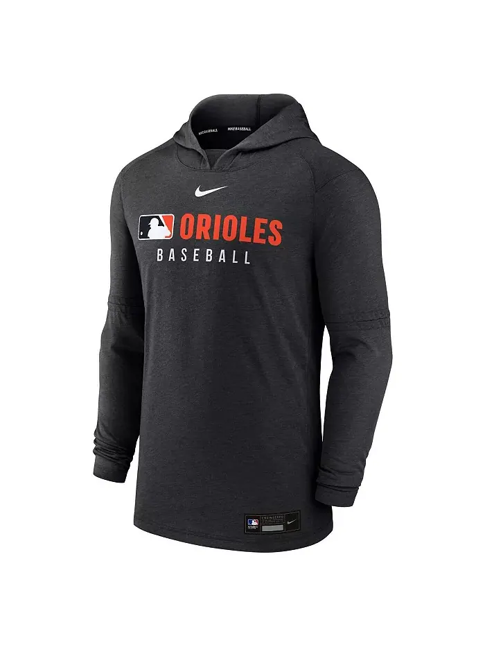 Мужская толстовка с капюшоном Heather Black из коллекции Authentic Collection Baltimore Orioles — изображение 3 из 3