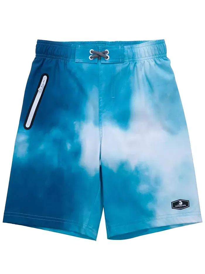 Мальчиковые плавки для плавания Board Shorts с 4-сторонней растяжкой, быстросохнущие, с сетчатой — изображение 5 из 8