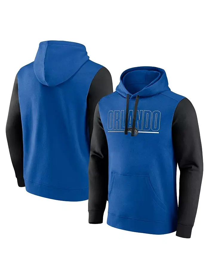 Мужская синяя толстовка с капюшоном Orlando Magic Outline Colorblock Logo Athletic
