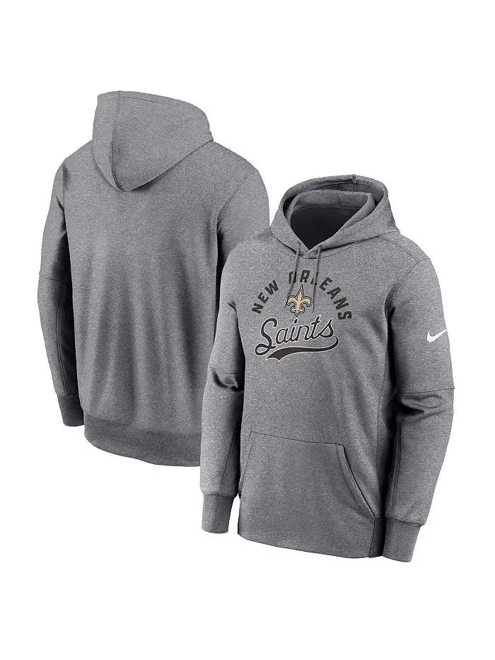 Мужская серая толстовка с капюшоном New Orleans Saints из флиса Performance Fleece Nike — изображение 1 из 3