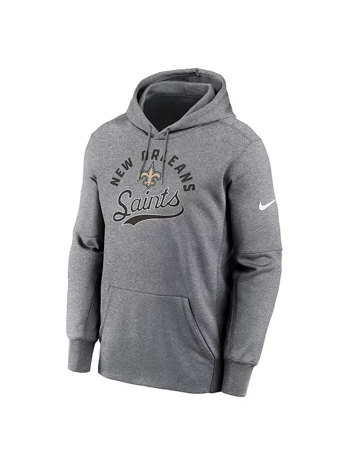 Мужская серая толстовка с капюшоном New Orleans Saints из флиса Performance Fleece Nike — изображение 2 из 3