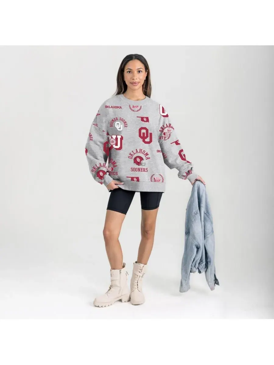 Gameday Couture Женская серая флисовая толстовка Oklahoma Sooners Always on Repeat — изображение 3 из 4, серый
