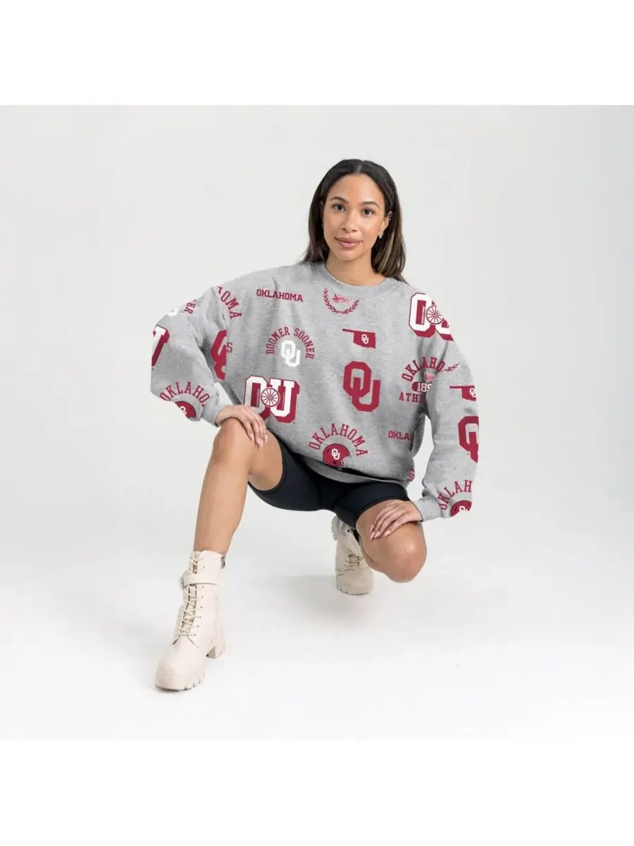 Gameday Couture Женская серая флисовая толстовка Oklahoma Sooners Always on Repeat — изображение 4 из 4, серый