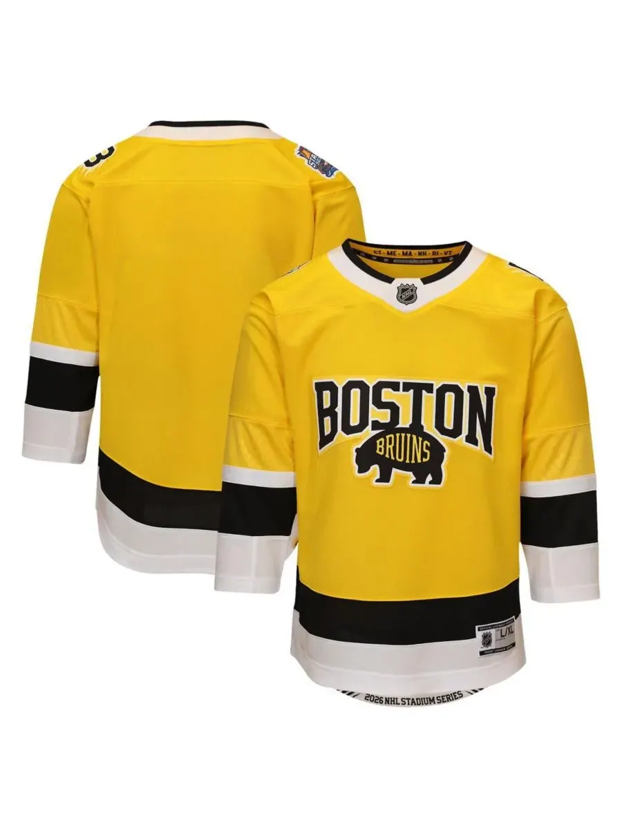 Золотая футболка для мальчиков и девочек команды Boston Bruins 2026 Stadium Series Premier Jersey — изображение 1 из 3