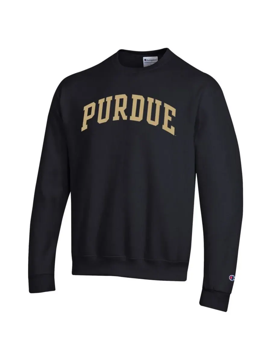 Champion Мужская черная флисовая толстовка Purdue Boilermakers Basic Arch — изображение 3 из 3, черный
