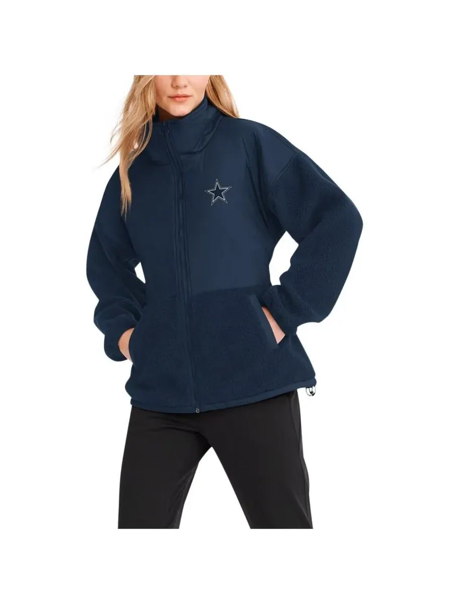 DKNY Женская темно-синяя куртка на молнии Drew Sherpa с символикой команды Dallas Cowboys — изображение 1 из 2, темно-синий