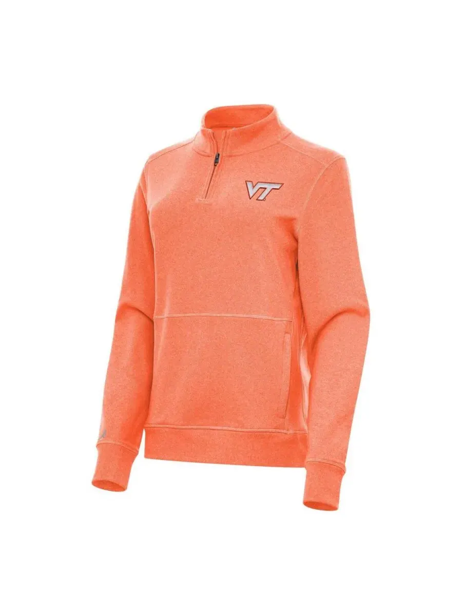 Antigua Женская флисовая толстовка Virginia Tech Hokies Crush Quarter-Zip цвета меланж оранжевого — изображение 1 из 1