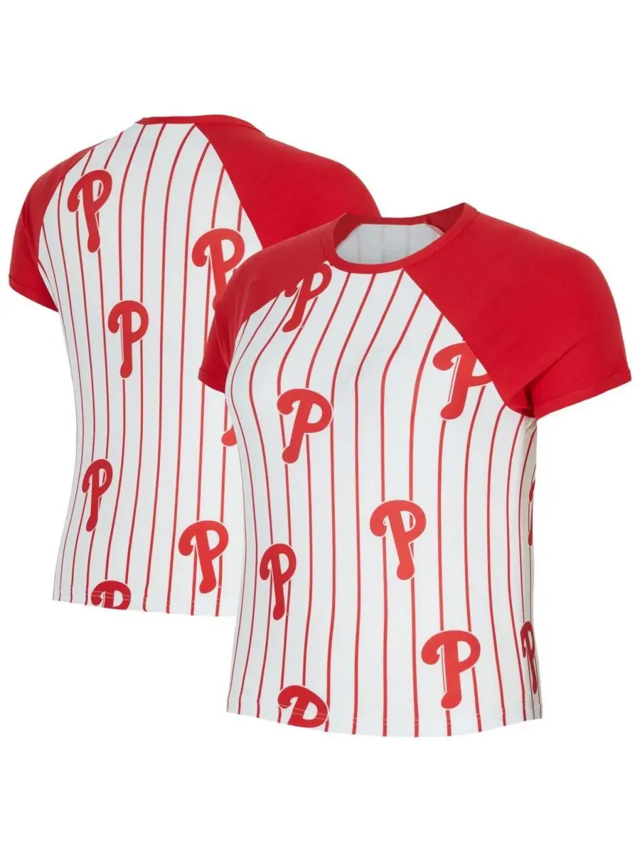 Concepts Sport Женская белая футболка-реглан в полоску с символикой команды Philadelphia Phillies